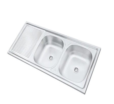 حوض مجلى استيل حوضين كوري مقاس 150سم استراحة يسار