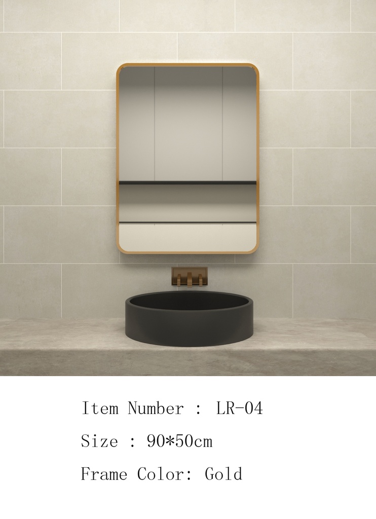 مراية عادية ONE LR-04 صيني 50*90 سم مستطيل اطار الومنيوم ذهبي