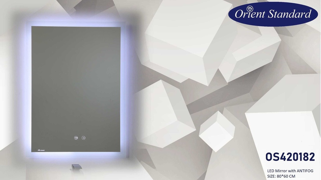 مراية مستطيل  OS420182 مضادة البخار ليد 60*80 اطار رملي