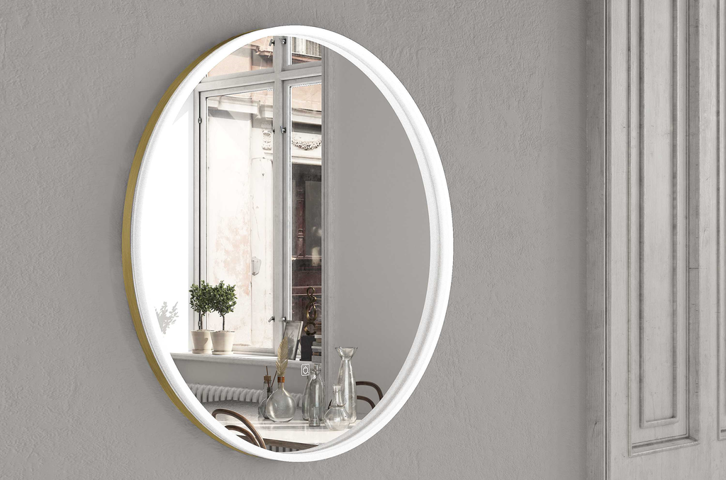 مراية  دائري ليد RR4011 مقاس 80*80 سم إطار المنيوم ذهبي