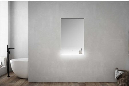  مراية  مستطيل ليد RR4013 مقاس 80*60 سم إطار المنيوم اسود