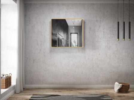  مراية  مستطيل ليد RR4019 مقاس 70*95 سم لون أبيض  إطار خشبي