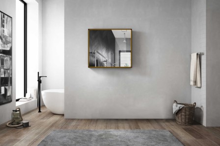  مراية  مستطيل ليد RR4020 مقاس 70*95 سم لون أسود إطار خشبي