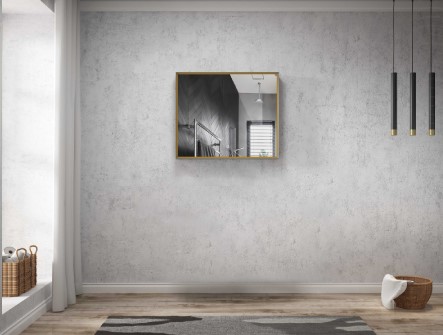  مراية  مستطيل ليد RR4021 مقاس 70*95 سم لون رمادي إطار خشبي