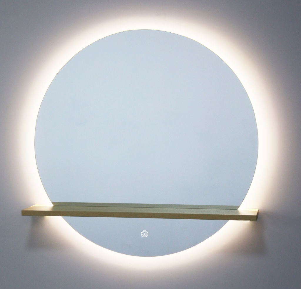 مراية ليد OS420253 صيني ORIENT STANDARD دائري 70*70 سم مع رف خشب