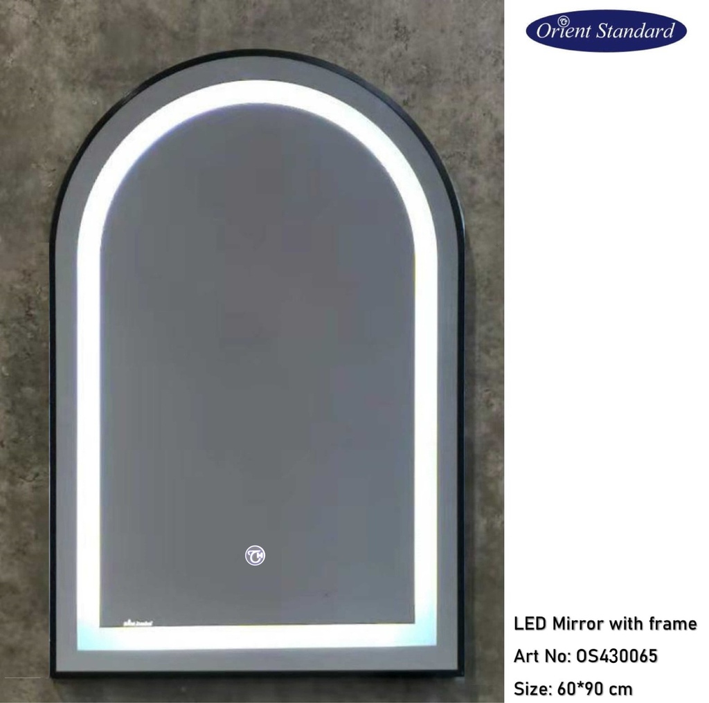 مراية مستطيل OS430065 ليد 90*60 مع إطار ألومنيوم أسود اللون