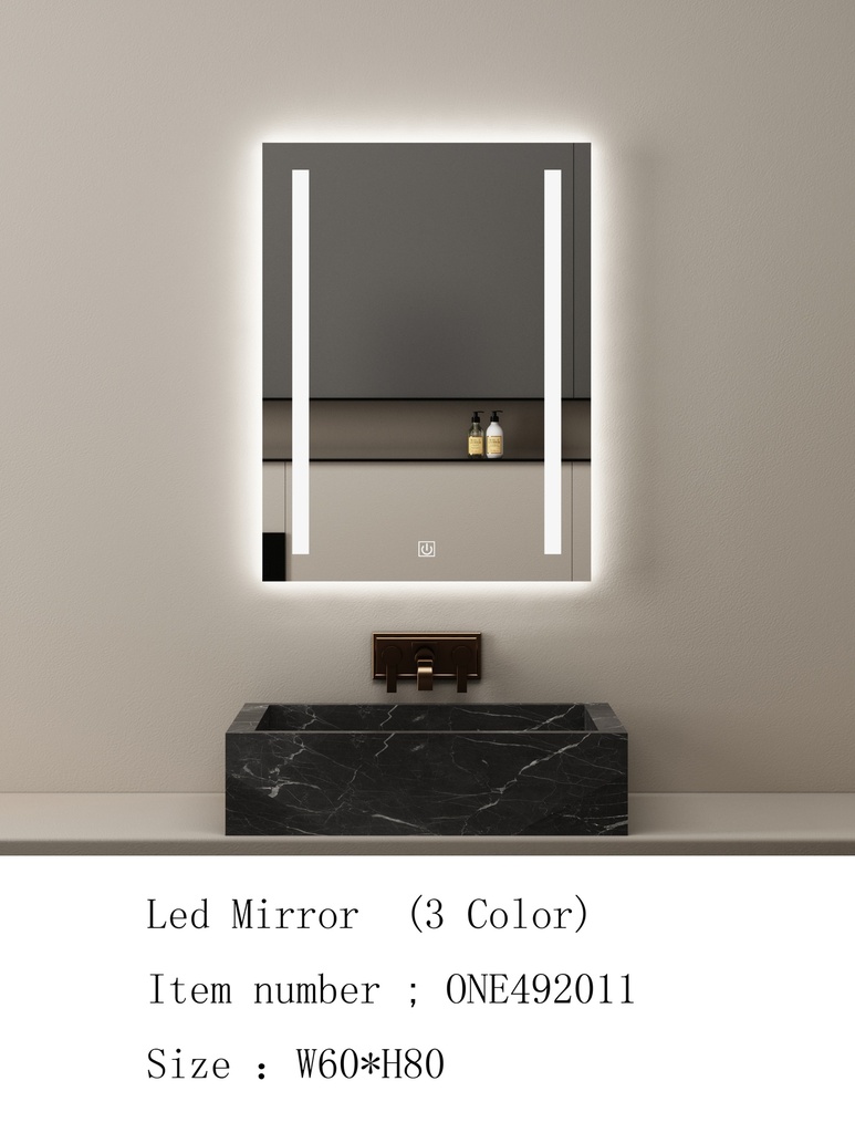 مراية ليد ONE492011 صيني 3 لون 60*80 سم مستطيل