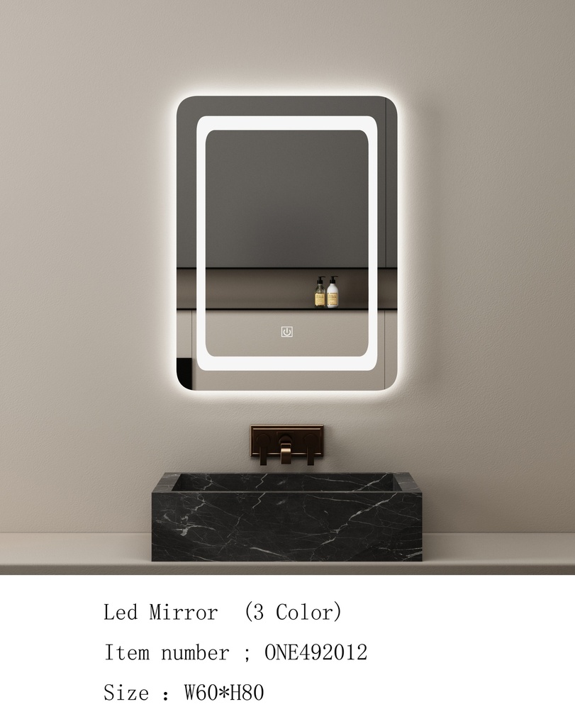 مراية ليد ONE492012 صيني 3 لون 60*80 سم مستطيل