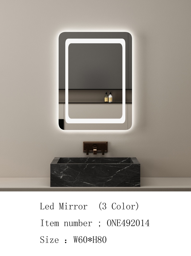 مراية ليد ONE492014 صيني 3 لون 60*80 سم مستطيل