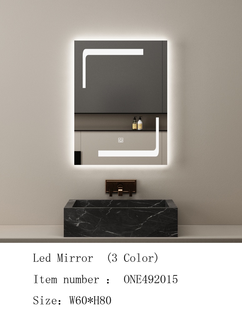 مراية ليد ONE492015 صيني 3 لون 60*80 سم مستطيل