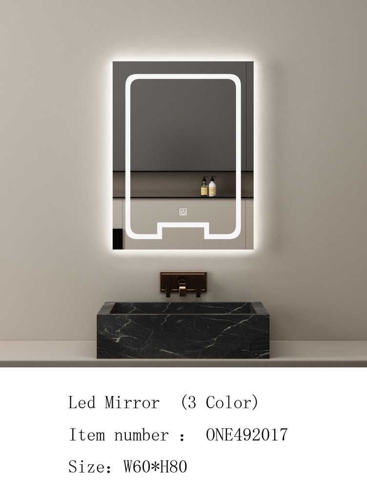 مراية ليد ONE492017 صيني 3 لون 60*80 سم مستطيل