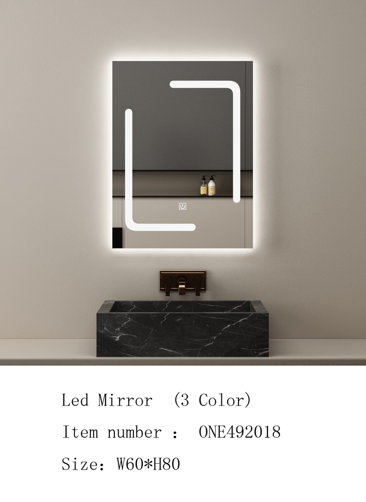 مراية ليد ONE492018 صيني 3 لون 60*80 سم مستطيل