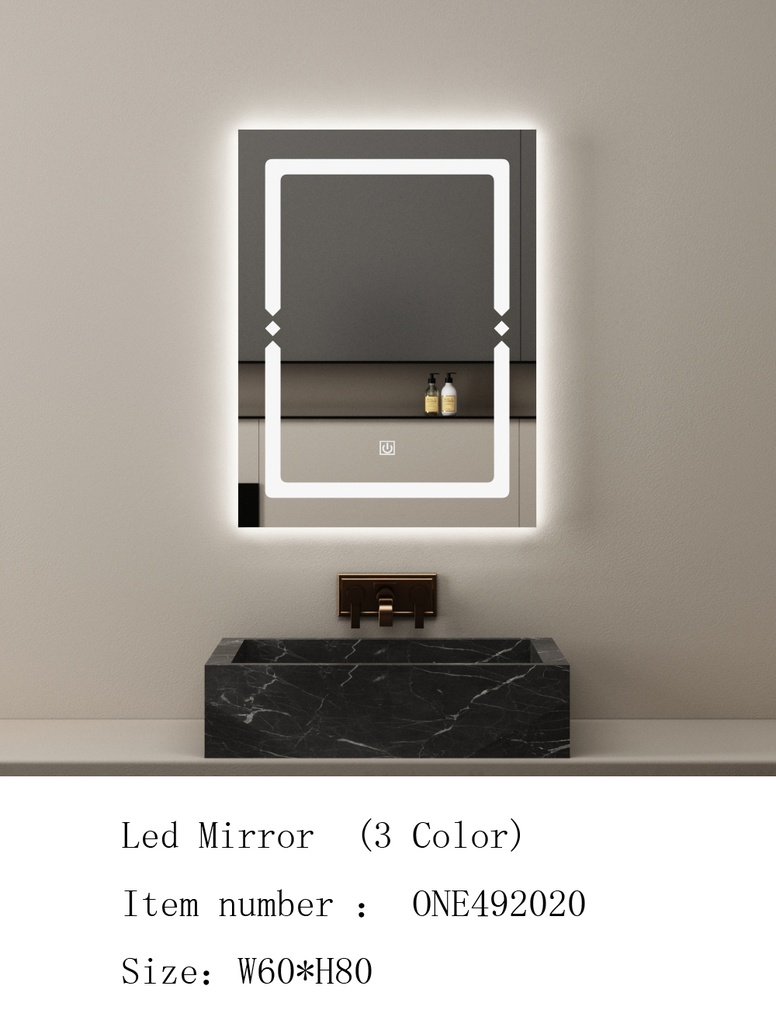 مراية ليد ONE492020 صيني 3 لون 60*80 سم مستطيل