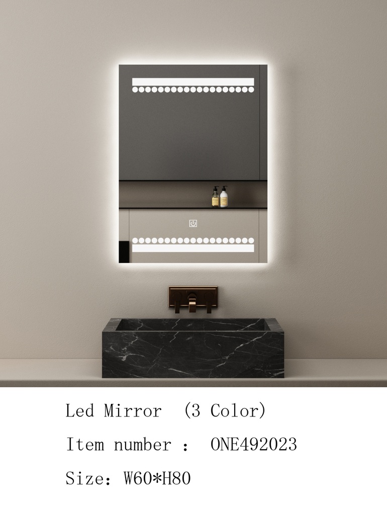 مراية ليد ONE492023 صيني 3 لون 60*80 سم مستطيل