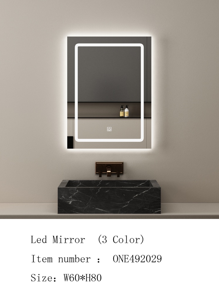 مراية ليد ONE492029 صيني 3 لون 60*80 سم مستطيل