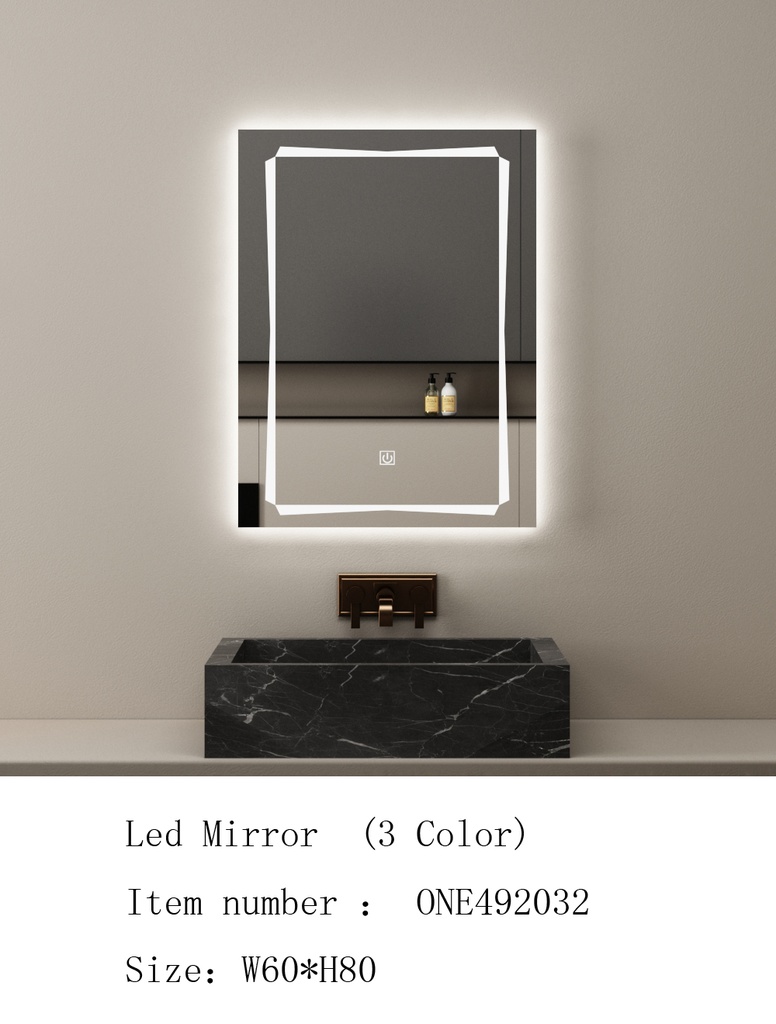 مراية ليد ONE492032 صيني 3 لون 60*80 سم مستطيل