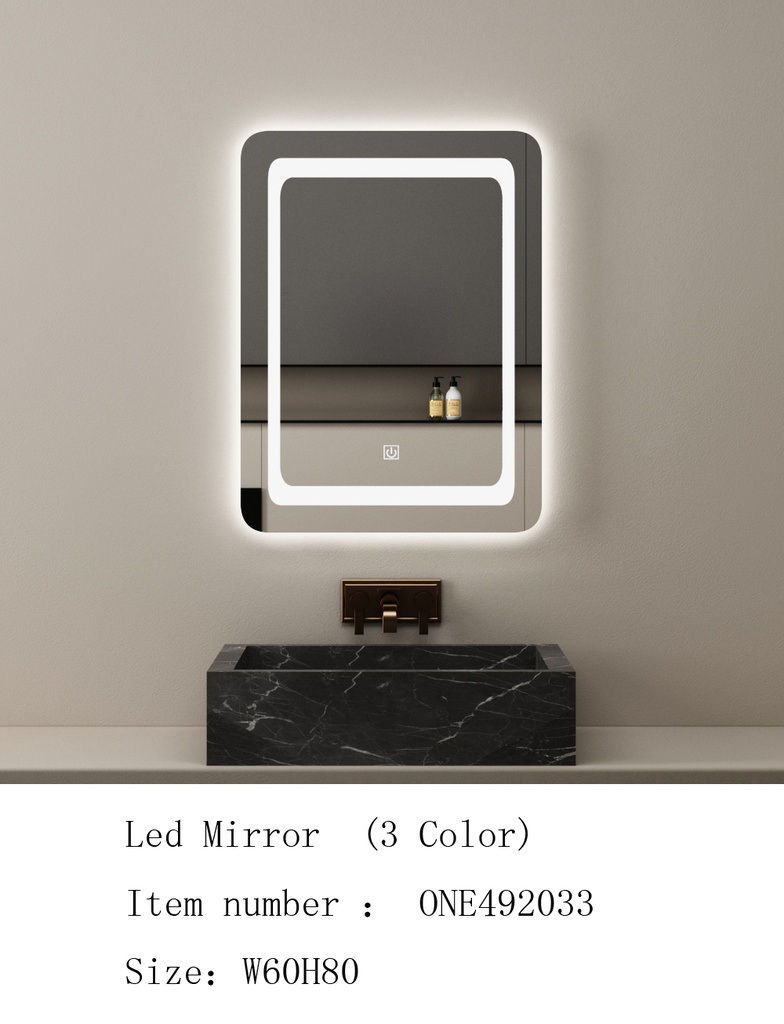 مراية ليد ONE492033 صيني 3 لون 60*80 سم مستطيل