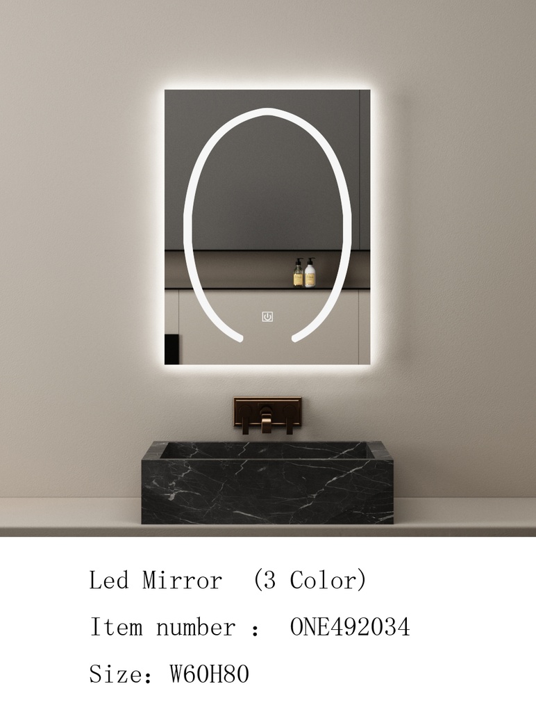 مراية ليد ONE492034 صيني 3 لون 60*80 سم مستطيل