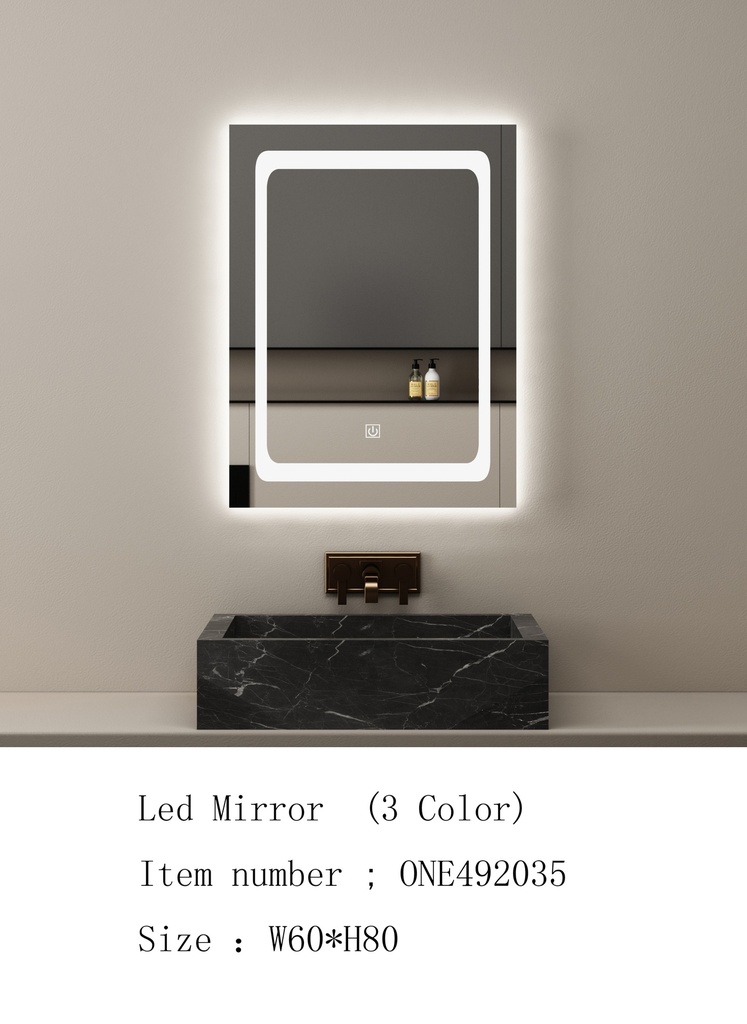 مراية ليد ONE492035 صيني 3 لون 60*80 سم مستطيل