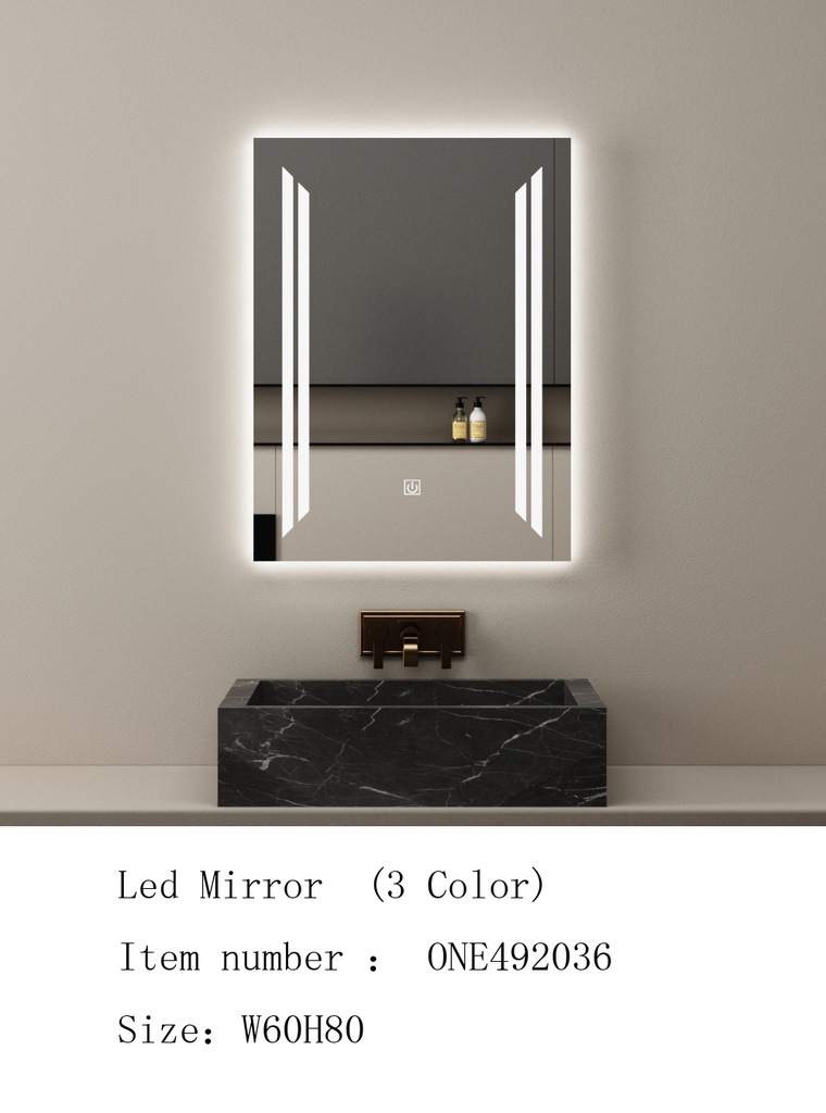 مراية ليد ONE492036 صيني 3 لون 60*80 سم مستطيل