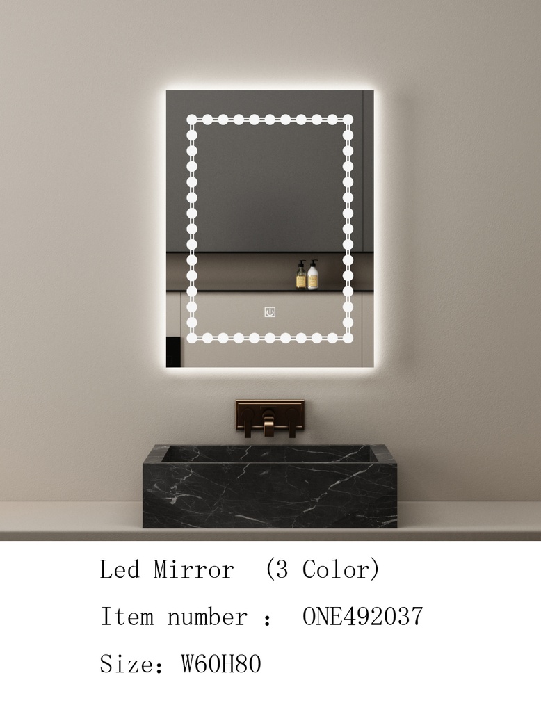 مراية ليد ONE492037 صيني 3 لون 60*80 سم مستطيل