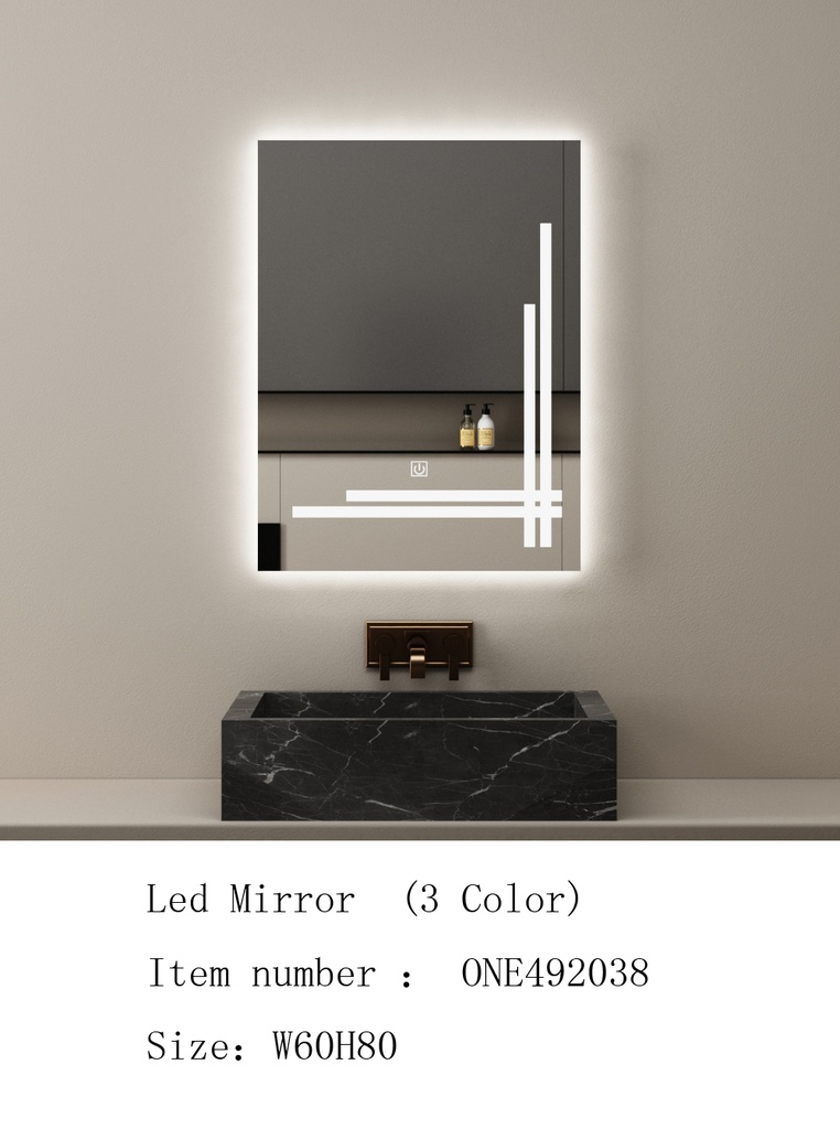 مراية ليد ONE492038 صيني 3 لون 60*80 سم مستطيل