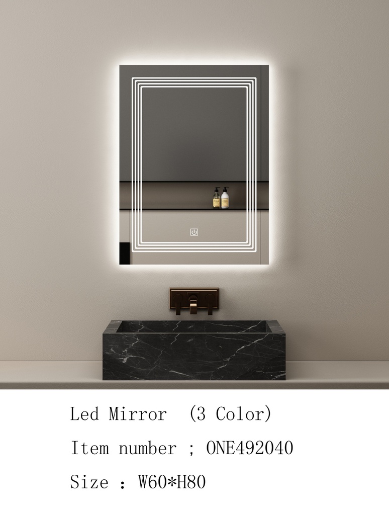 مراية ليد ONE492040 صيني 3 لون 60*80 سم مستطيل