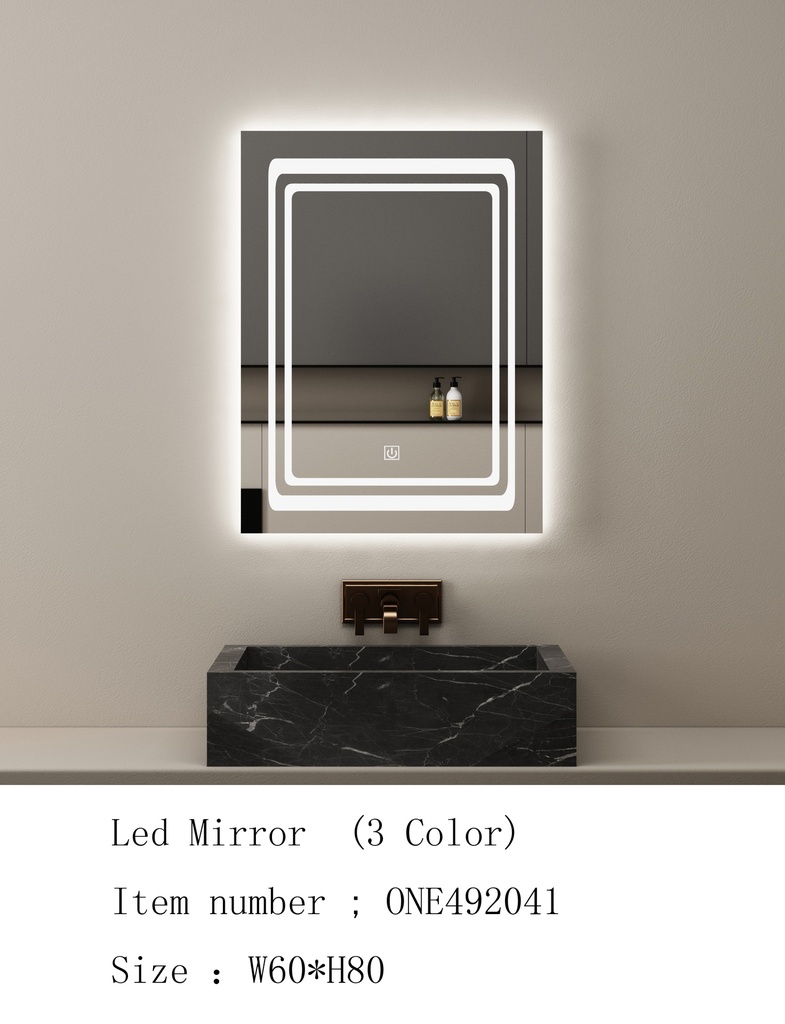 مراية ليد ONE492041 صيني 3 لون 60*80 سم مستطيل