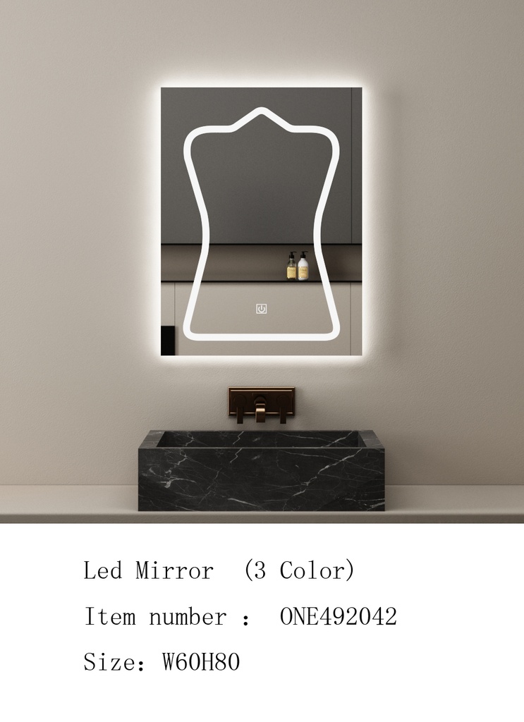 مراية ليد ONE492042 صيني 3 لون 60*80 سم مستطيل