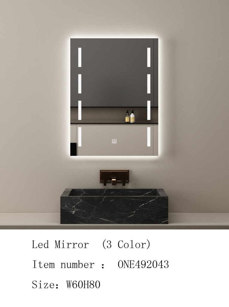 مراية ليد ONE492043 صيني 3 لون 60*80 سم مستطيل