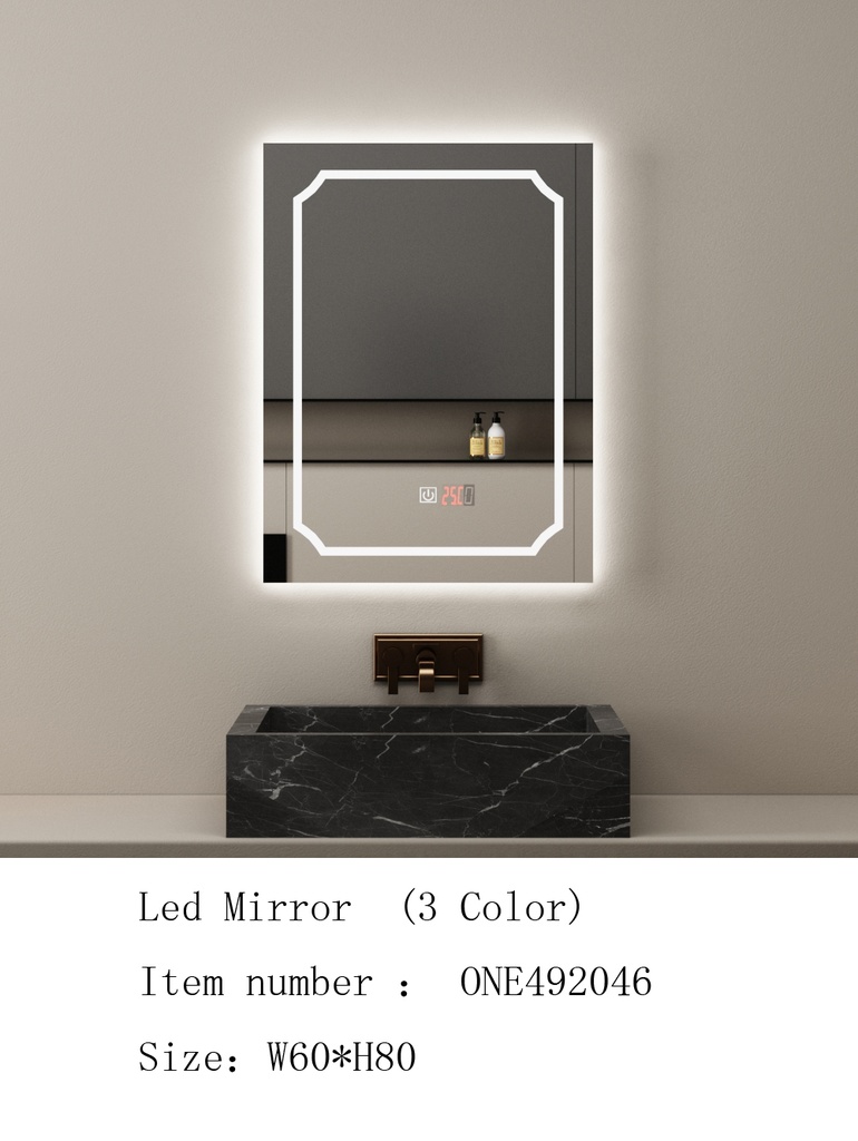 مراية ليد ONE492046 صيني 3 لون 60*80 سم مستطيل