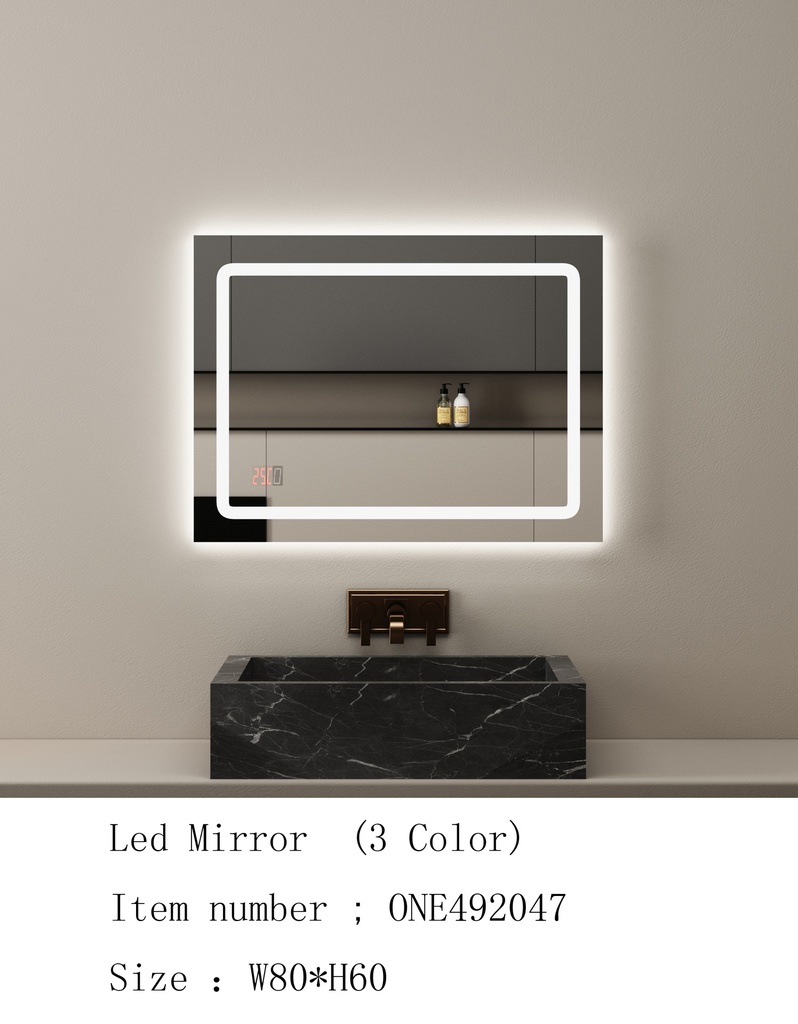 مراية ليد ONE492047 صيني 3 لون 60*80 سم مستطيل