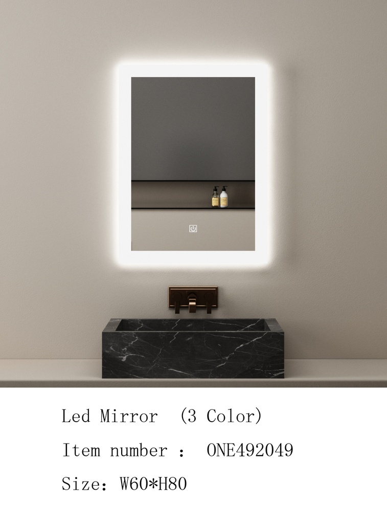 مراية ليد ONE492049 صيني 3 لون 60*80 سم مستطيل