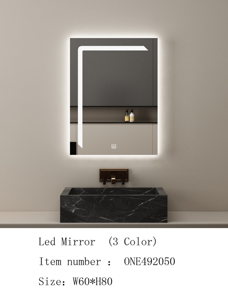 مراية ليد ONE492050 صيني 3 لون 60*80 سم مستطيل