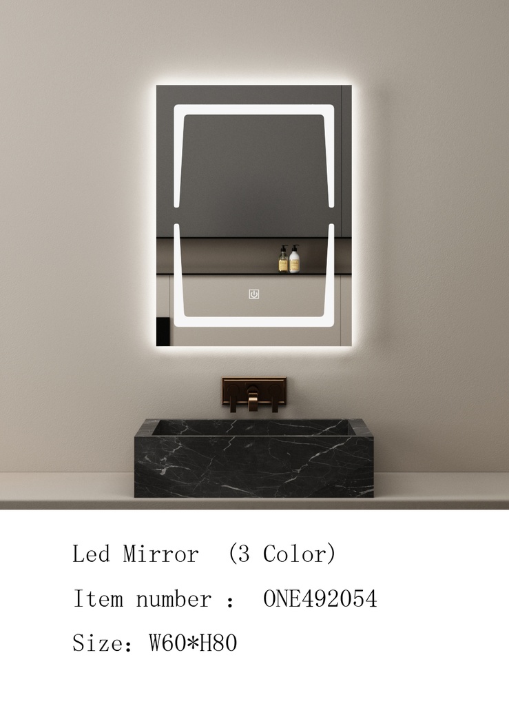 مراية ليد ONE492054 صيني 3 لون 60*80 سم مستطيل