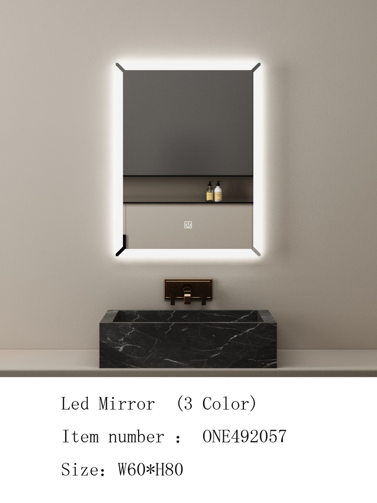 مراية ليد ONE492057 صيني 3 لون 60*80 سم مستطيل