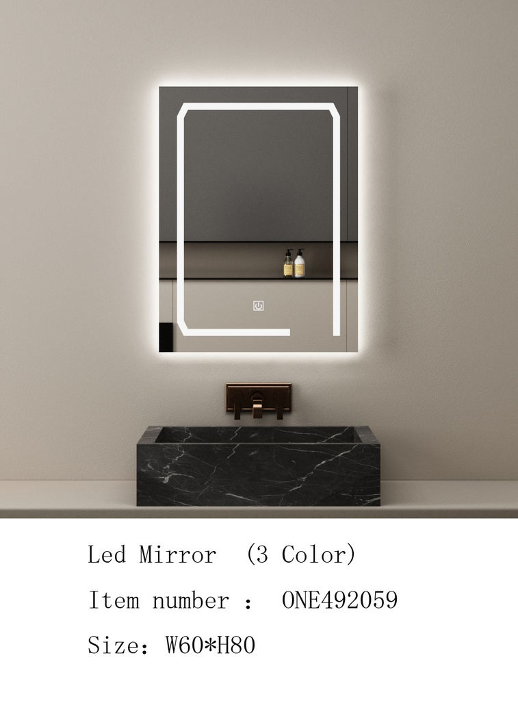 مراية ليد ONE492059 صيني 3 لون 60*80 سم مستطيل