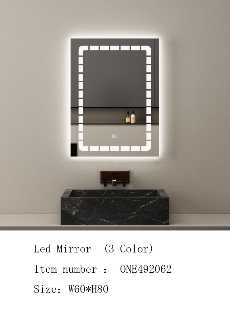 مراية ليد ONE492062 صيني 3 لون 60*80 سم مستطيل