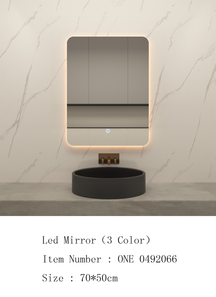 مراية ليد ONE492066 صيني اضاءة خلفية 3 لون 50*70 سم مستطيل