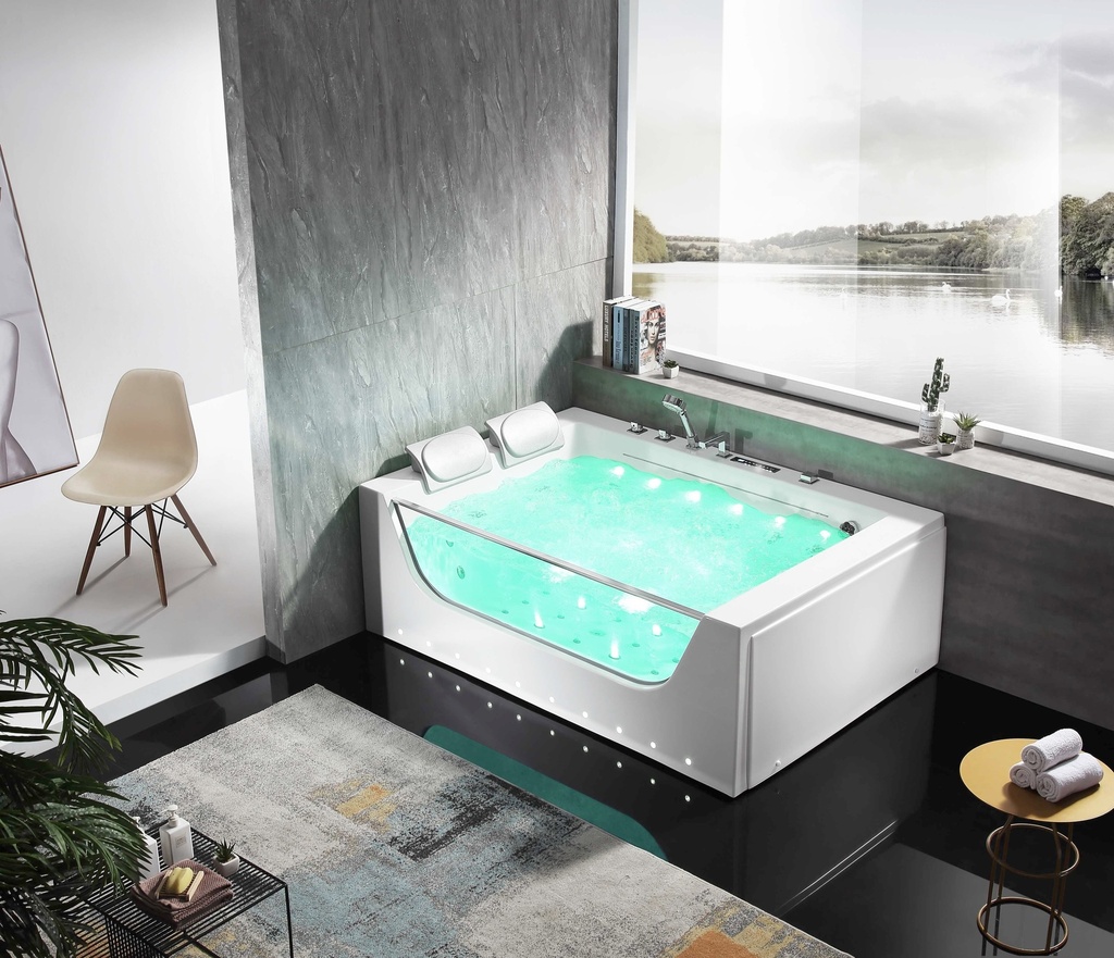 مغطس جاكوزي مستطيل RR002-1 صيني REST ROOM أبيض 2 دينمو 180*120*60 Bluetooth