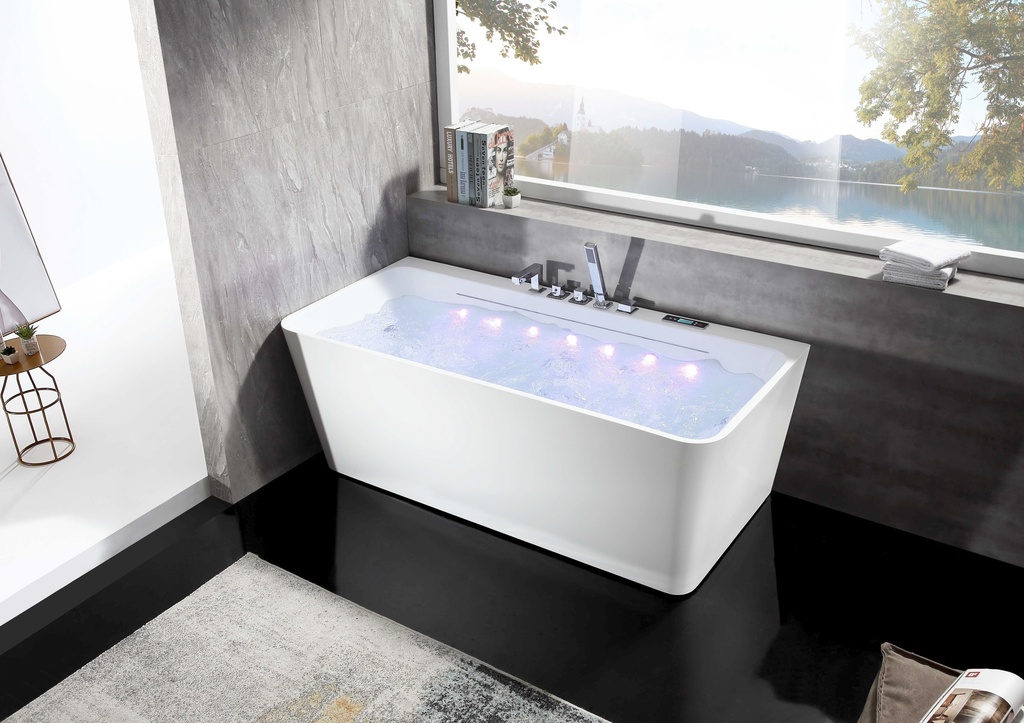 مغطس جاكوزي مستطيل RR003-1 صيني REST ROOM أبيض 2 دينمو 160*75*60 Bluetooth