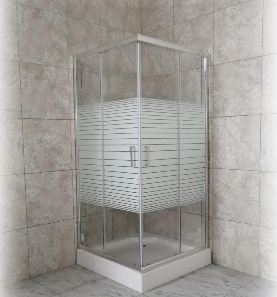 كبينة شاور مربع 70*70 OS151 ابيض مقلم