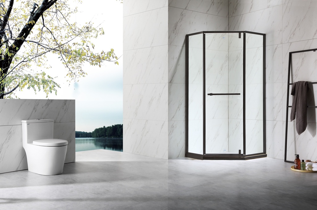 كبينة شاور زاوية RR6004 مقاس 90*90 مع قاعدة اكرليك اسود