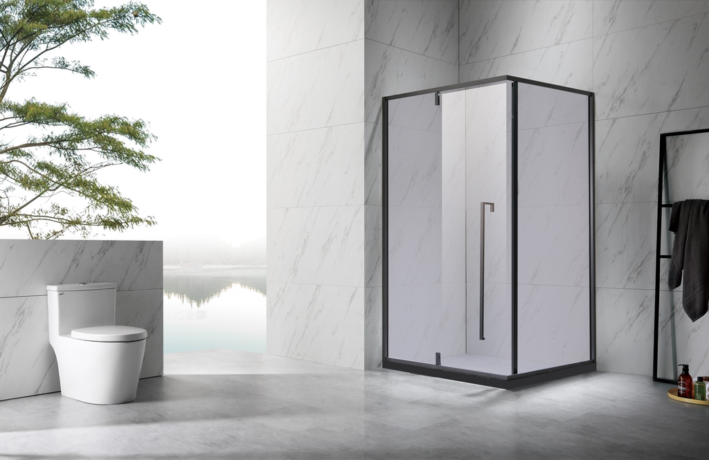 كبينة شاور مستطيل RR6005 شفاف 90*120 اطار اسود مع قاعدة اكرليك اسود