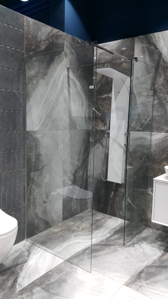 حاجز شاور قطعتين مربع RR6003 مقاس 90*120 ابيض مغبش