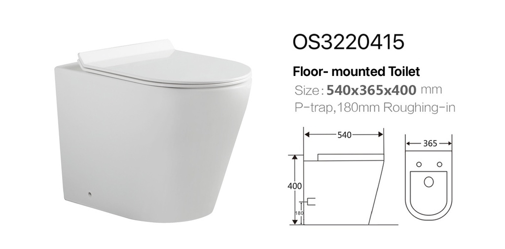 كرسي ارضي تصريف جداري OS3220415 صيني ORIENT STANDARD ابيض 54*36*40 سم دائري 18 سم UF