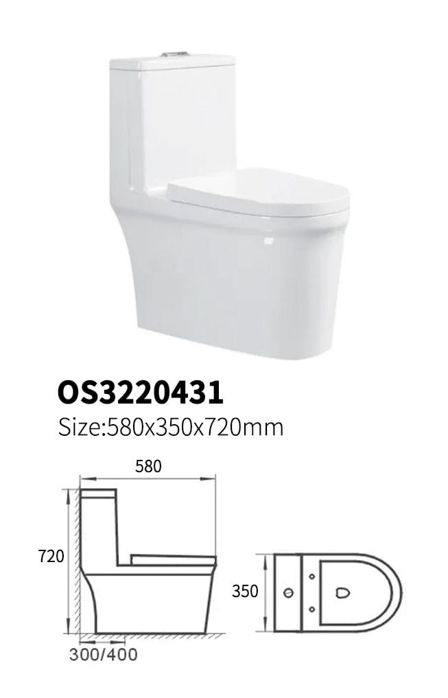 كرسي افرنجي أرضي OS3220431 صيني ORIENT STANDARD ابيض 58*35*72 سم دائري 30 سم UF