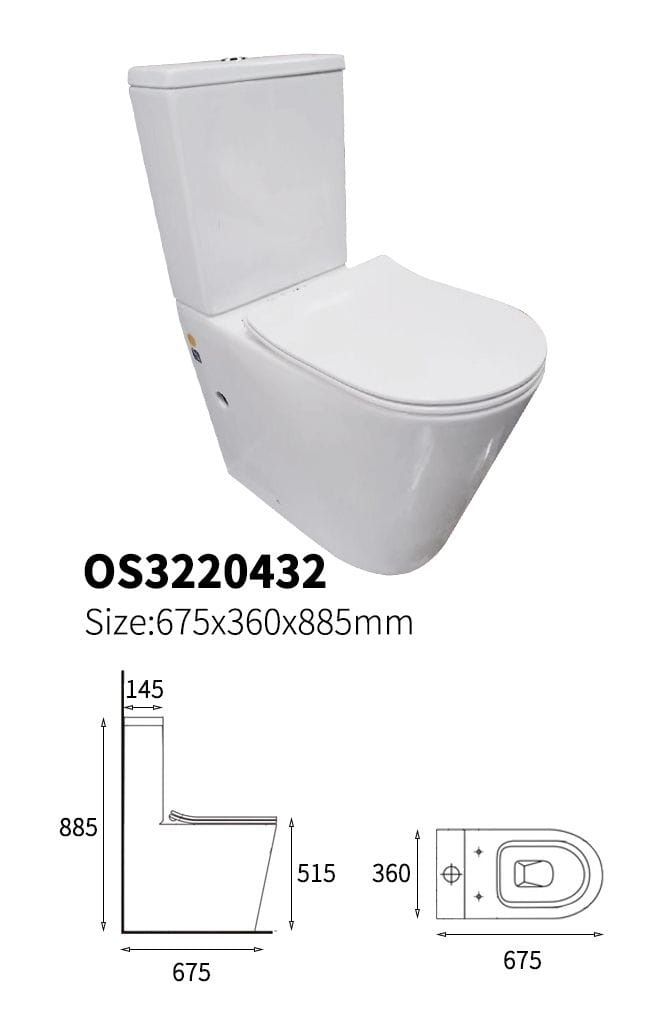 كرسي افرنجي قطعتين ORIENT STANDARD OS3220432 صيني ابيض 67.5*36*88.5 تصريف أرضي أو جداري UF