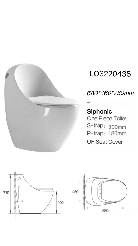 كرسي افرنجي  LOLO LO3220435 صيني ابيض 68*46*73 تصريف أرضي 30سم UF