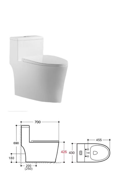 كرسي افرنجي  LOLO LO3220444 صيني ابيض 78*38*70 تصريف أرضي 25سم UF